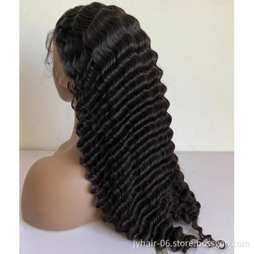 Wholesale 40 inch human hair full lace front wig, 360 lace wigs vendors ,  pre plucked deep wave 13x4 lace front human hair wigs